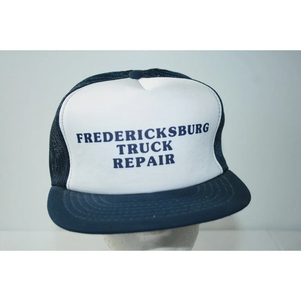 Vintage Fredericksburg Truck Repair Snapback Trucker Mesh‎ Hat Cap Navy Blue